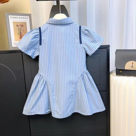 【女童夏季学院风连衣裙】2024新款儿童Polo领短袖衬衫裙宝宝夏装裙子 商品图1