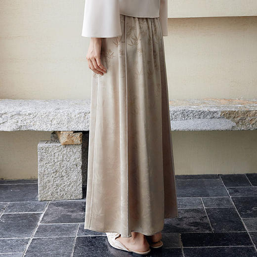 玳莎新中式改良马面裙2024秋季新款垂坠休闲气质显瘦提花国风半裙  EC34304 商品图2