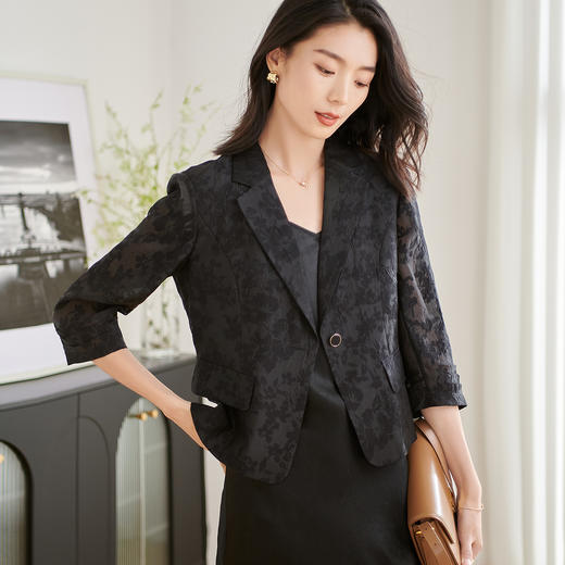米思阳2026春季新款轻中式通勤赴宴气质西装设计感轻薄外套女3141 商品图0