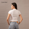 CKJ新款女士简约ck刺绣螺纹拉链半开襟短袖T恤J223564 商品缩略图2