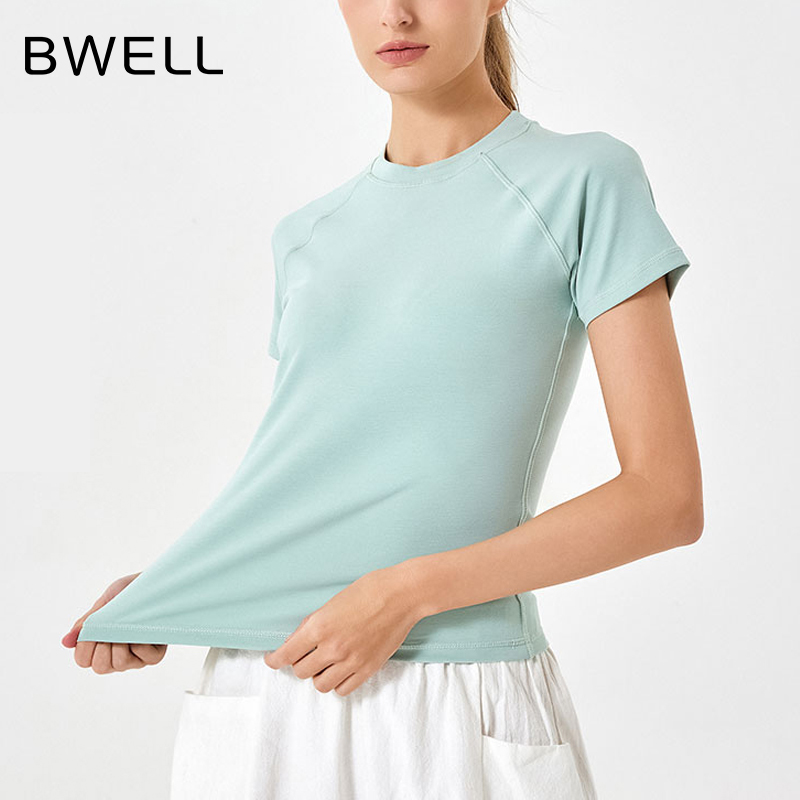 BWELL圆领长绒棉运动短袖T恤BWY7674T