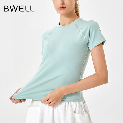 BWELL圆领长绒棉运动短袖T恤BWY7674T 商品图0