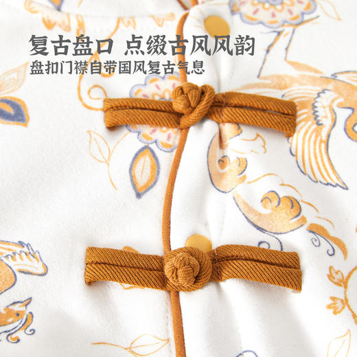 【国潮系列“凤鸣华章”偏开连体衣】婴儿连体衣四季款中国风新生儿哈衣纯棉a类满印外出爬服婴儿衣服 商品图2