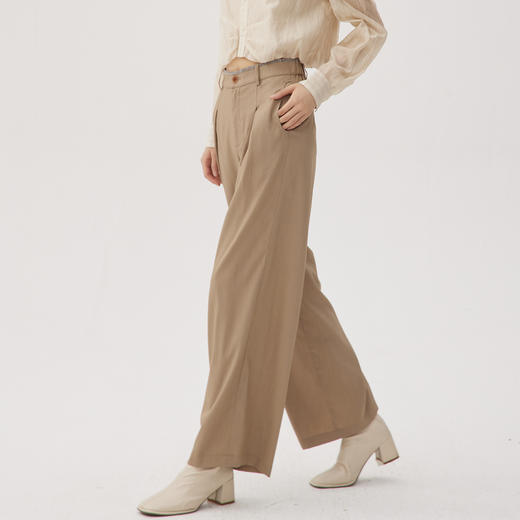 谜底阔腿裤女2024秋季新品通勤风优雅气质高腰宽松长裤243MK1100 商品图1