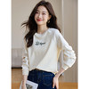 【年中特卖】熙世界美式刺绣圆领卫衣慵懒风春秋肌理针织插肩袖宽松套头上衣 商品缩略图0