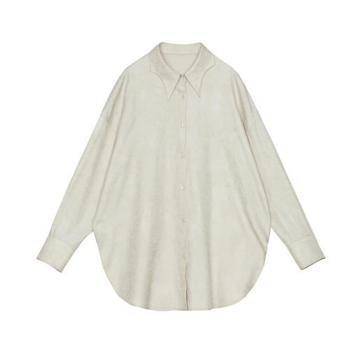 谜底中长款衬衫长袖女2024秋新品通勤风设计感宽松衬衣243MC1212 商品图4