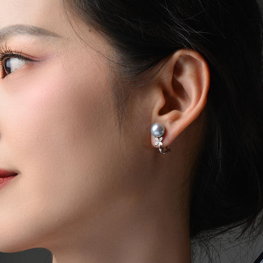 Manreya玛芮雅迷蝶银镀金真多麻海水珍珠耳夹无耳洞耳饰 商品图2