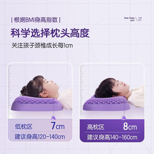 翼眠 深睡格子TPE无压枕 少年款 商品图1