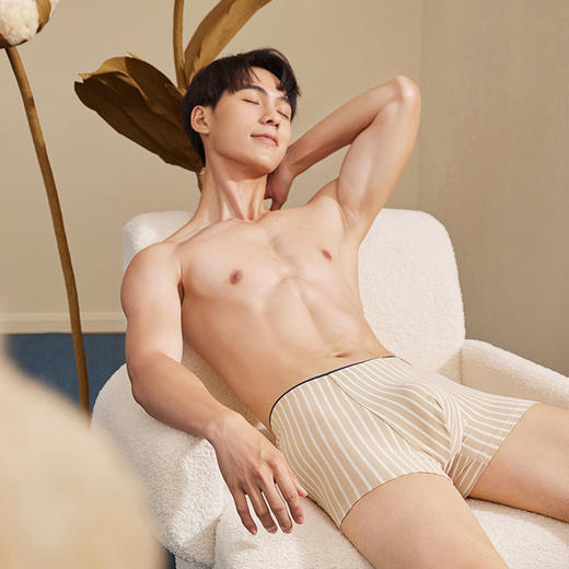 柒牌条纹男士内裤男平角裤男生5A级抗菌平角裤衩男式休闲四角裤头	127F70310 商品图1