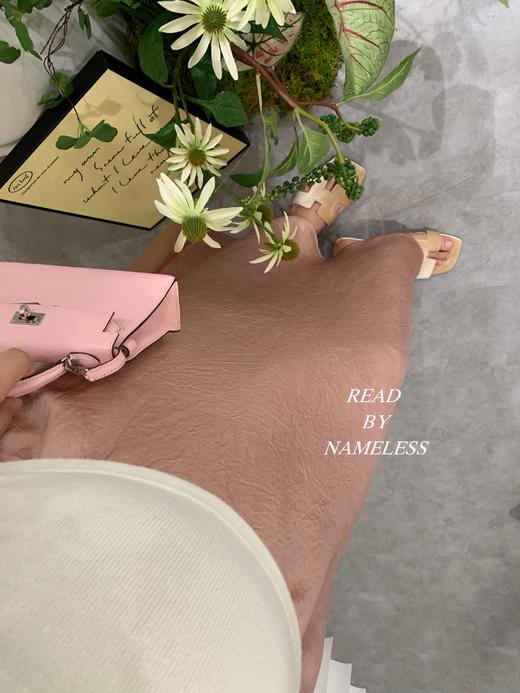 Read Nameless /白色透纱拼接针织T+粉色100%醋酸鱼尾缎面裙 商品图8