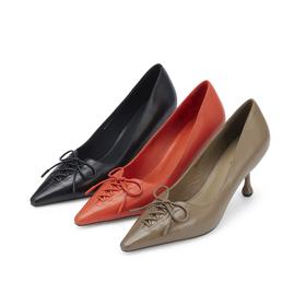 westory秋季新款纯色小尖头细高跟舒适优雅单鞋W24CE74861