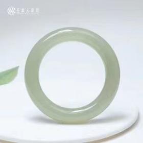 和田玉手镯-水青浅色宽条9A01A