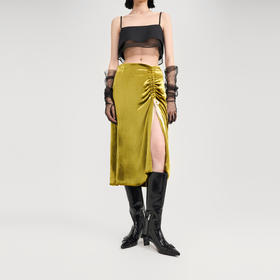 [捡漏价]lost in echo2024秋季新款设计师品牌复古侧开衩丝绒半身裙短裙女