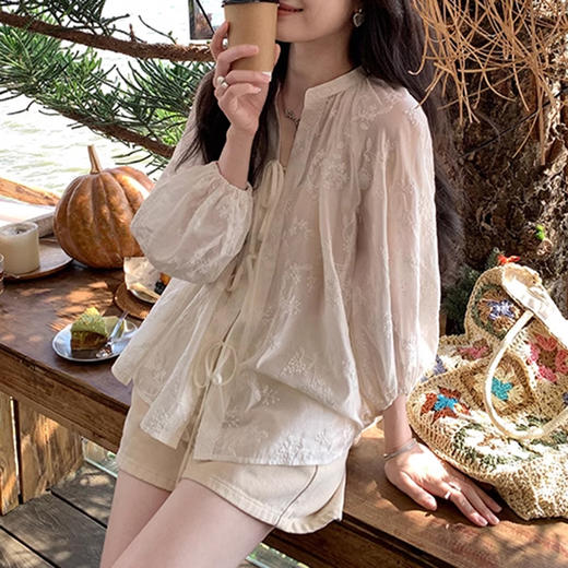 裁缝学苑AQ331国风系带衬衫灯笼袖圆领上衣+吊带纸样女装版型 商品图3