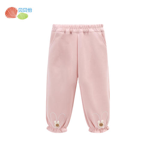 贝贝怡童装女童春秋款长裤2024新款儿童外穿甜美卫裤女孩休闲裤ZB3DK047 商品图4