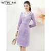 未风紫色蕾丝连衣裙女秋2024年秋季新款女装气质显瘦长袖减龄裙子 商品缩略图3