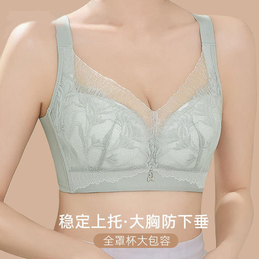 ZYQ-225  大胸内衣女薄款透气调整型蕾丝新款上托全罩杯聚拢收副乳大码文胸 商品图1