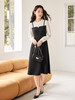 【年终特卖】熙世界拼接假两件连衣裙2025年秋季新款优雅气质减龄显瘦小黑裙 商品缩略图3