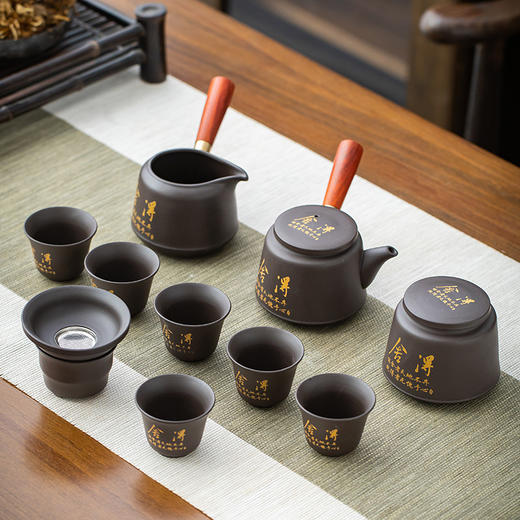 「紫砂礼盒」高档紫砂功夫茶具礼盒套装 整套家用简约陶瓷泡茶壶餐饮用具 商品图1