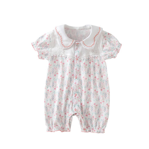 【舒适柔软不闷身 拒绝做小“汗”宝】婴儿夏季连体衣薄款衣服a类夏装纯棉女宝宝短袖婴幼儿童装公主风 商品图4