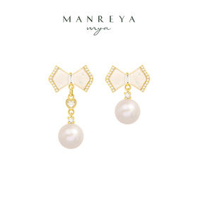 Manreya玛芮雅夏蝶珍珠贝母耳钉气质简约百搭珍珠耳钉