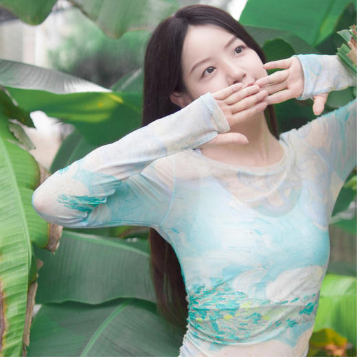 I‘d爱帝女士国风网纱抽褶长袖衫外搭罩衫 商品图8