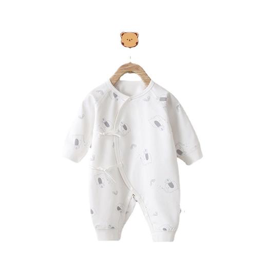 【卡通印花偏襟系带连体衣】宝宝连体衣婴儿衣服全棉新生儿哈衣春秋睡衣长袖爬爬外出服装 商品图4