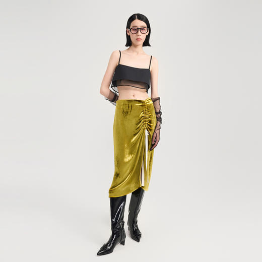 [捡漏价]lost in echo2024秋季新款设计师品牌复古侧开衩丝绒半身裙短裙女 商品图1