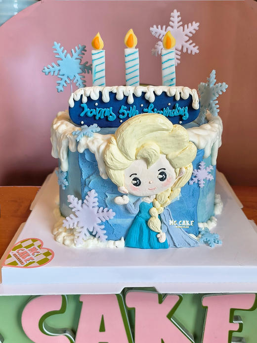 冰雪奇缘爱莎公主手绘蛋糕 商品图0