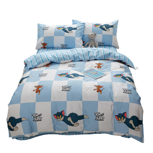 Tom and Jerry 纯棉四件套-蓝白方格LBFG4JT 商品图0