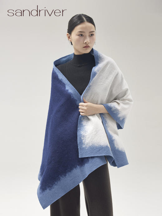 “致敬ROTHKO”真丝羊绒相拼手工毛毡围巾SJF96P718N 商品图5