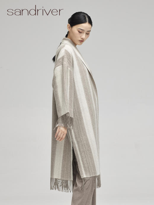 青海羊绒女士条纹大衣SJF96W399N 商品图5