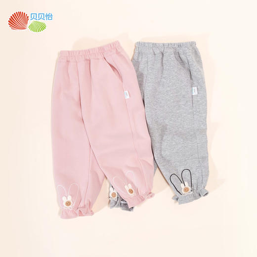 贝贝怡童装女童春秋款长裤2024新款儿童外穿甜美卫裤女孩休闲裤ZB3DK047 商品图2