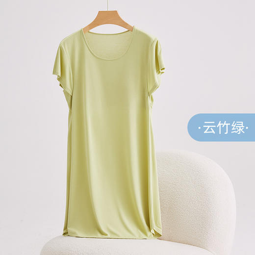 短袖带胸垫睡裙女夏季可外穿凉感椰油小飞袖高级感莫代尔睡衣女士HLY 商品图5