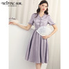未风紫色木耳边V领连衣裙女夏2024夏季新款复古女装显瘦减龄裙子 商品缩略图2