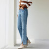 玳莎天丝微喇牛仔裤女2024年秋季新款开衩脚口时尚修身显瘦喇叭裤  EC36304 商品缩略图2