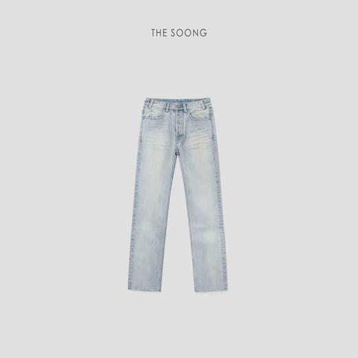 THESOONG |“又一条毛须边”排扣中高腰复古水洗直筒牛仔裤HBKZ3255 商品图0