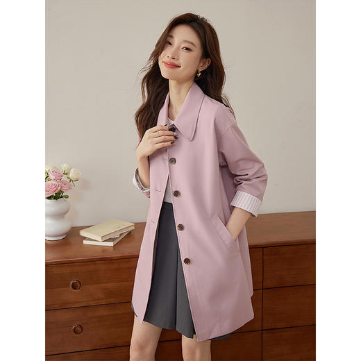 【专属特价】熙世界风衣中长款2025秋新款高级感休闲气质单排扣英伦风外套 商品图2