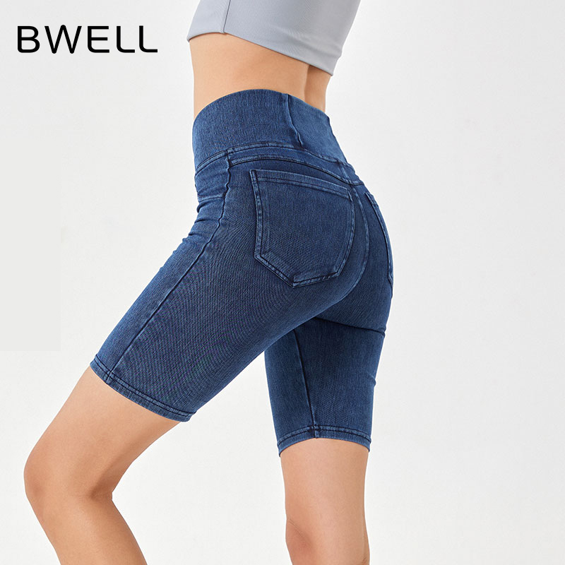 BWELL前交叉牛仔五分瑜伽裤BWY7675K