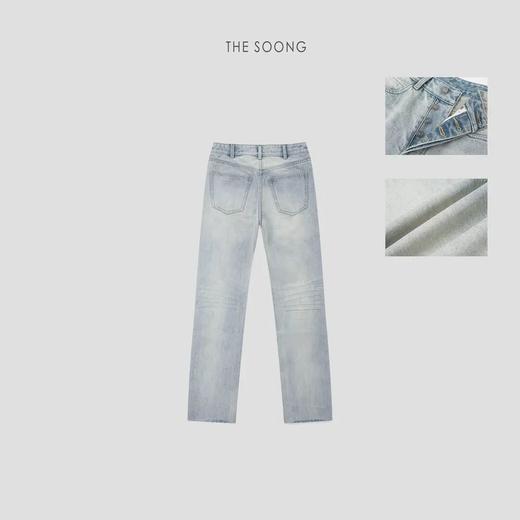 THESOONG |“又一条毛须边”排扣中高腰复古水洗直筒牛仔裤HBKZ3255 商品图1