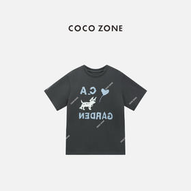 COCO ZONE 100棉圆领短袖T恤设计感印花上衣CC2C1252