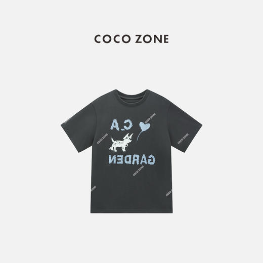 COCO ZONE 100棉圆领短袖T恤设计感印花上衣CC2C1252 商品图0