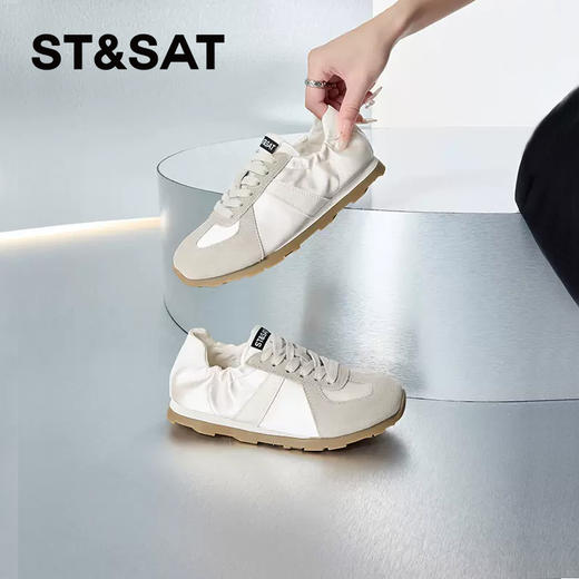 星期六绸缎拼接复古阿甘鞋SSC11120TQ 商品图1