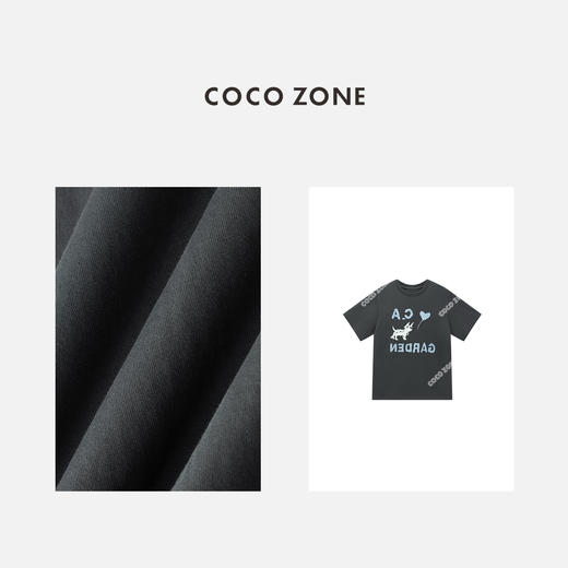 COCO ZONE 100棉圆领短袖T恤设计感印花上衣CC2C1252 商品图2