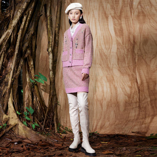 粉色金葱直身半裙冬季针织A字短裙MC87SK762 商品图1