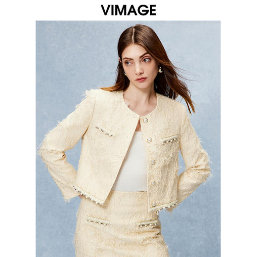 VIMAGE纬漫纪秋季新款气质显瘦通勤小香风短外套V2203802 商品图0