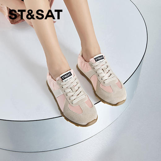 星期六绸缎拼接复古阿甘鞋SSC11120TQ 商品图4