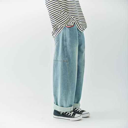 棵初2024秋季新品儿童分割造型牛仔裤亲子装茧型慵懒宽松百搭长裤 商品图4