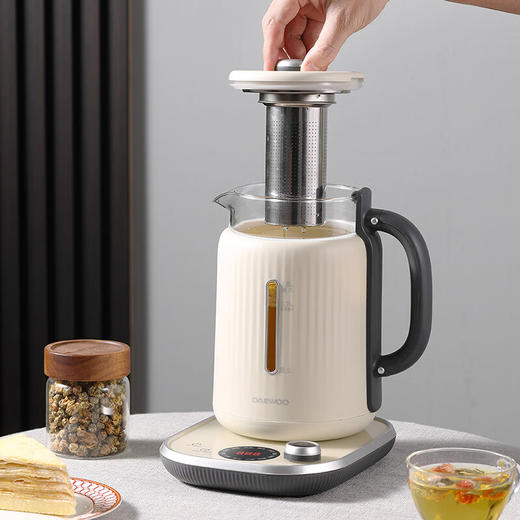 大宇（DAEWOO）煮茶壶1.8L容量家用多功能玻璃花茶烧水壶办公室养生壶 DYYS-12Y18养生壶+电煮锅 1.8L 商品图3