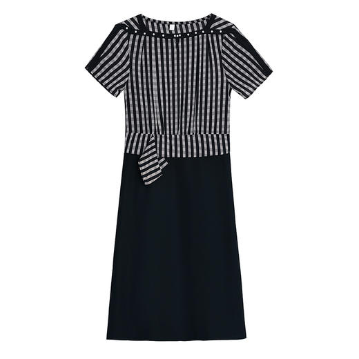 雀说条纹拼接连衣裙女新款时尚洋气韩版假两件简约显瘦中长裙AL8535 商品图4